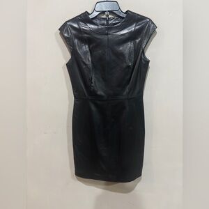 Gianni Bini Genuine Leather Dress Black Sleeveless Sheath Women’s Small